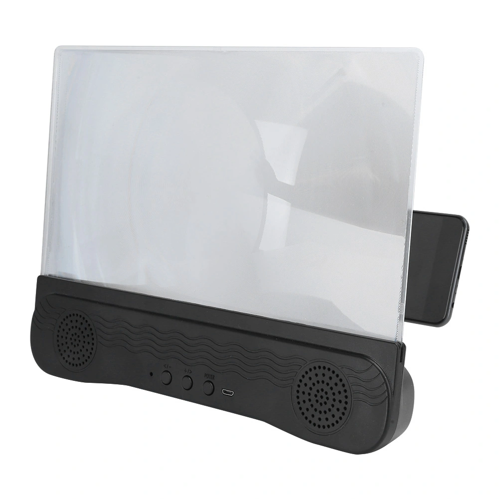 12in Portable Phone Screen Magnifier HD 3D Effect W/Bluetooth Speaker Foldable Stand