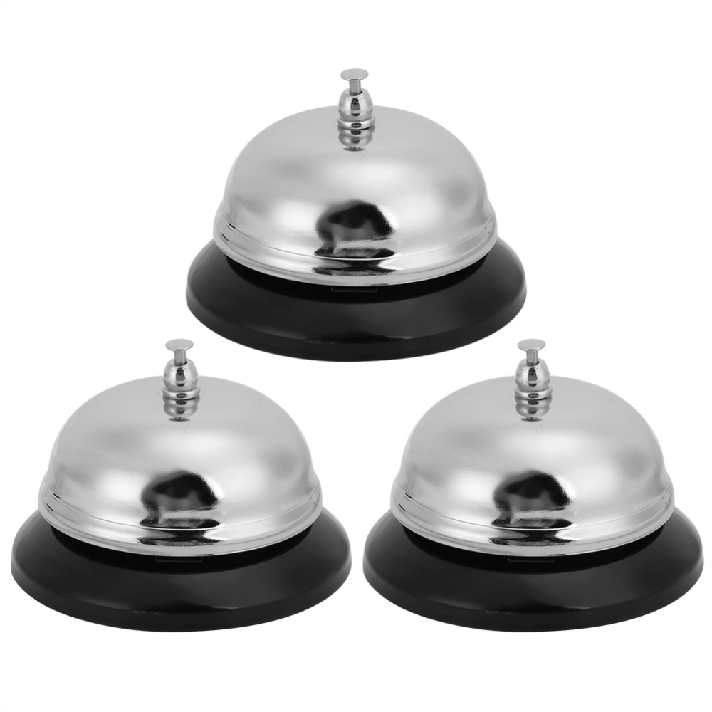 3Pcs Stainless Steel Desktop Service Call Ring Bell for Hotel Restaurant Reception Accessory(S Size )