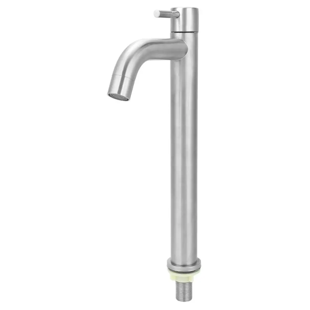 G1/2in Thread Stainless Steel Single Cold Sink Faucet Washbasin Water Tap for Bathroom Kitchen