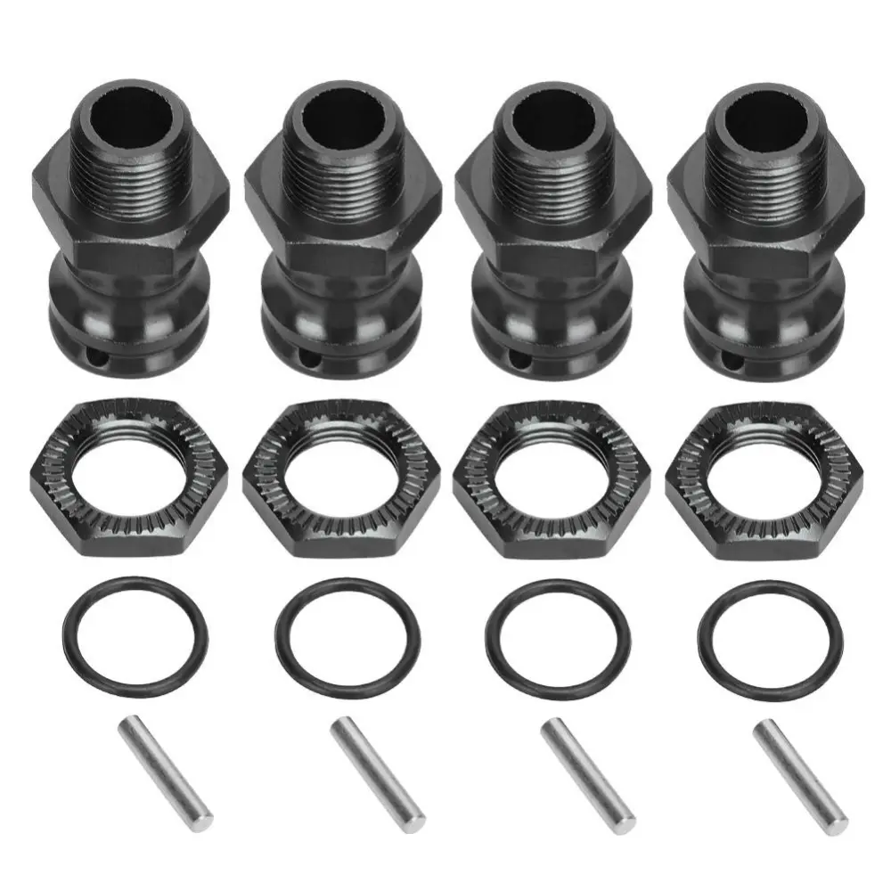 4pcs Aluminum Alloy 17mm Hex 23mm Wheel Extension Adapter for 1/8 RC Car Model(Black )