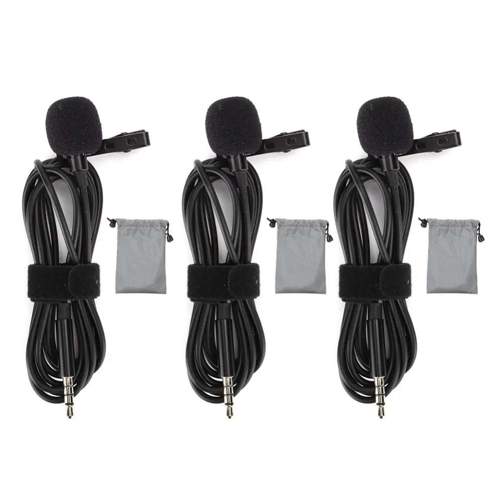 3Pcs Mobile Phone Lavalier Clip??on Capacitance Microphone MIC 3.5mm AUX Equipment