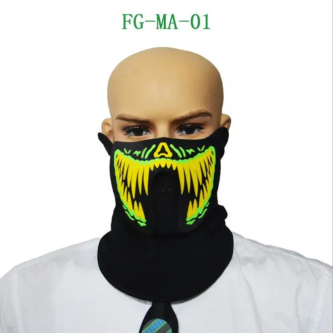 NEW Style Glowing Music LED Party Mask with Sound Active for Dancing,Riding,Skating,Party（2#）