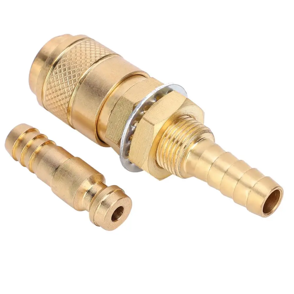 8mm Pair of Water Cooled &amp; Gas Adapter Quick Connector Fitting for MIG TIG Welder Torch(Yellow )