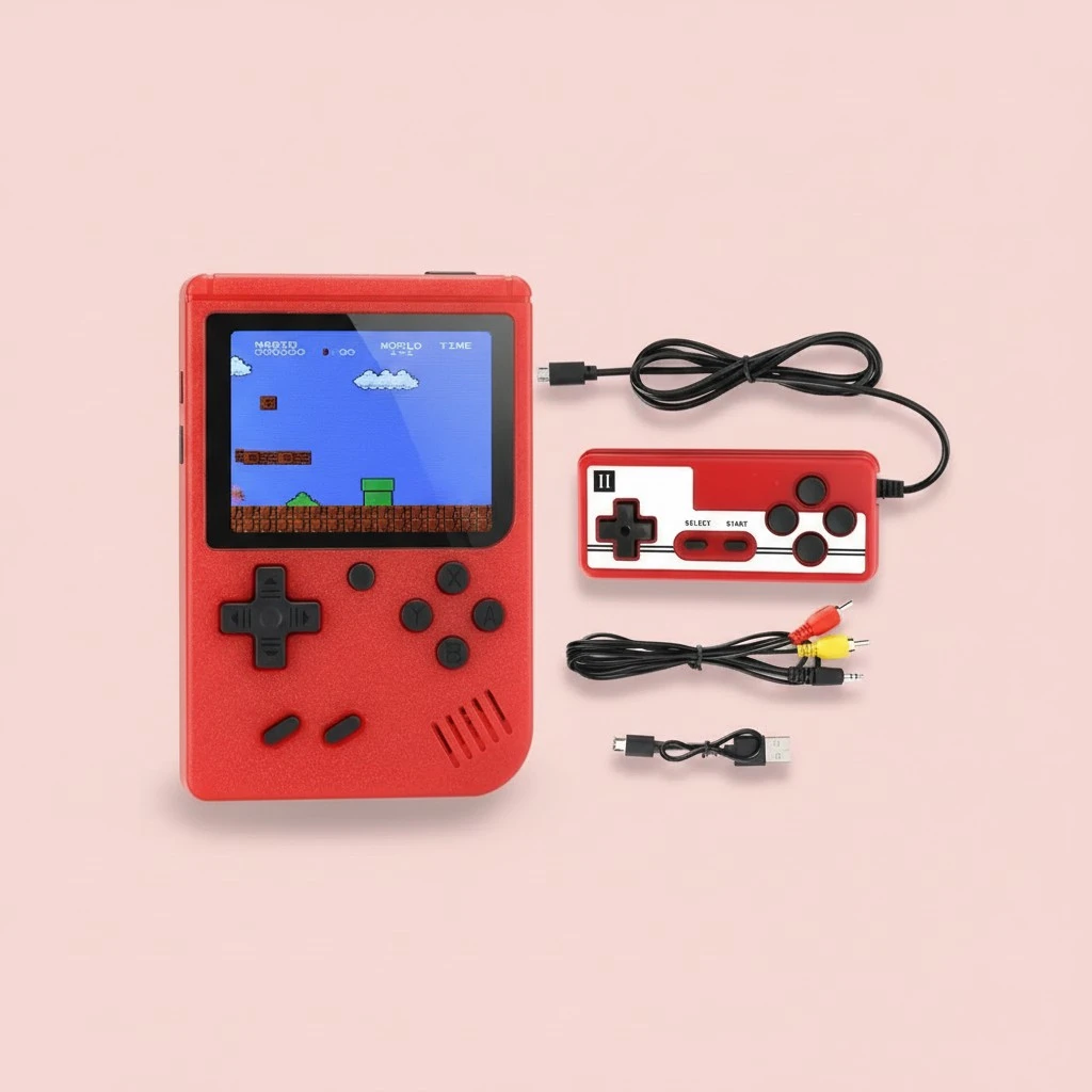 Handheld Game Console 400 In 1 Classical Color Screen Vintage Games Machine Single Playing(Red )