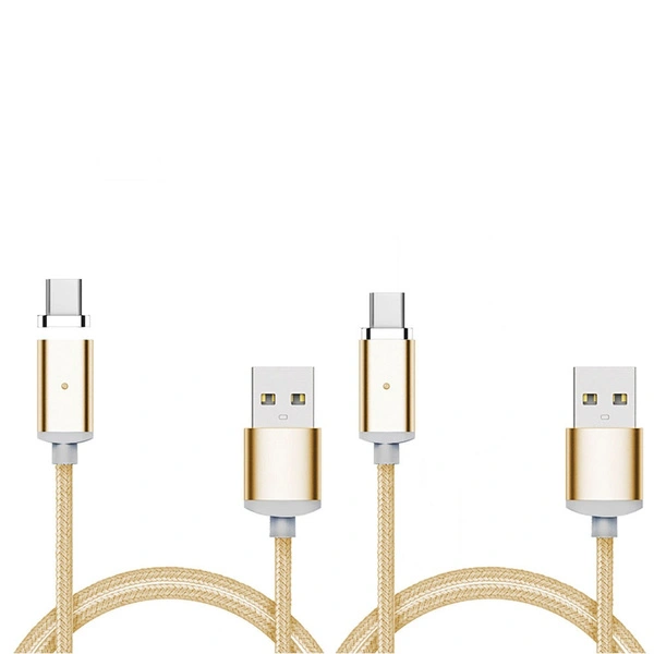 1M Magnetic Nylon Braided USB Cable Charger for Various Port Smart Phone （type-c）Local Gold