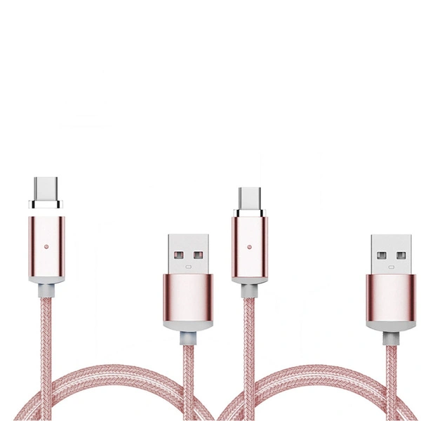 1M Magnetic Nylon Braided USB Cable Charger for Various Port Smart Phone （type-c）Pink