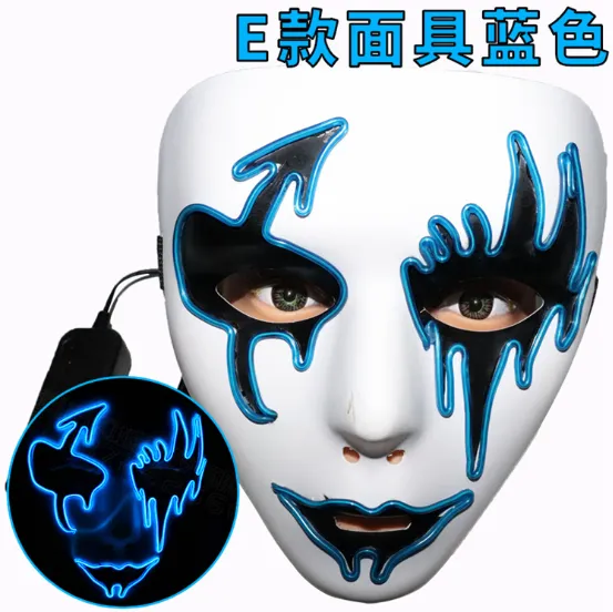 Halloween Fluorescent LED Horror Scary Spoof Skull Mask Cool （E）