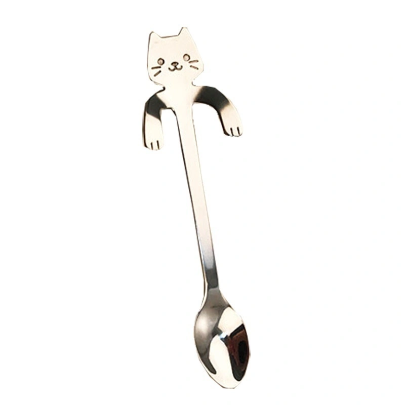 New Cartoon kitchen Spoon Stainless Steel Hanging Coffee Spoon Home Decor ( Silver)