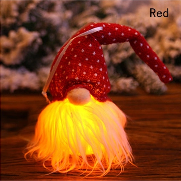 1PC Christmas Holiday Home Party Decor Swedish Gnome Santa Plush Doll with LED Light (Red  )