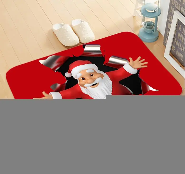 New Santa Claus Christmas Door Mat Carpet Floor Rug Home Decoration （Burrow Santa Claus）