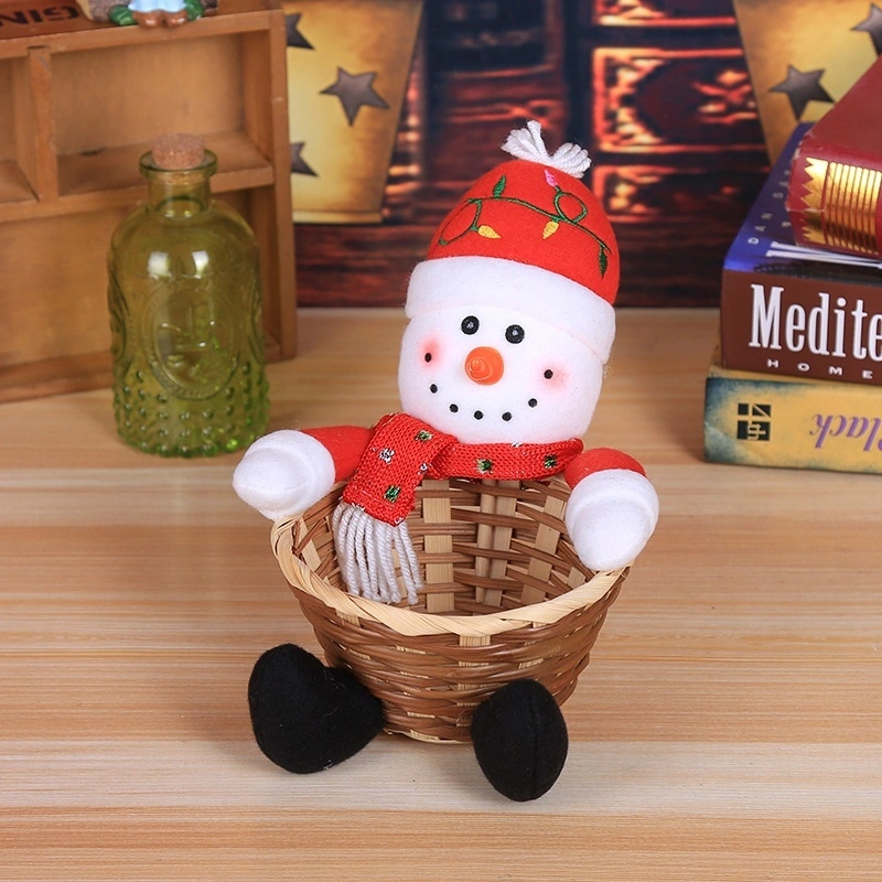 Merry Christmas Candy Storage Basket Xmas Decoration Santa Claus Storage Basket（Snowman）