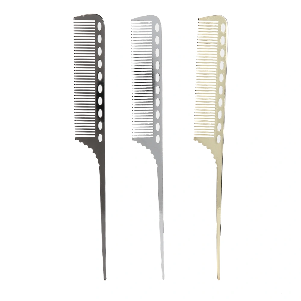 3pcs Space Aluminum Comb Makeup Anti-static Pointed Tail Comb Hair Styling Hairdressing Tool