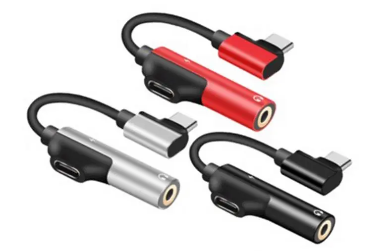 2-in-1 Adapter 3.5mm Headphone Jack Adapter cable Converter Charger （Golden TYPE-C）