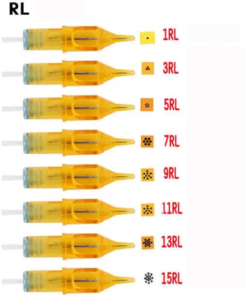 20Pcs Disposable Semi-Permanent Makeup Tattoo Stainless Steel Sterilized Cartridges Needles 5RL