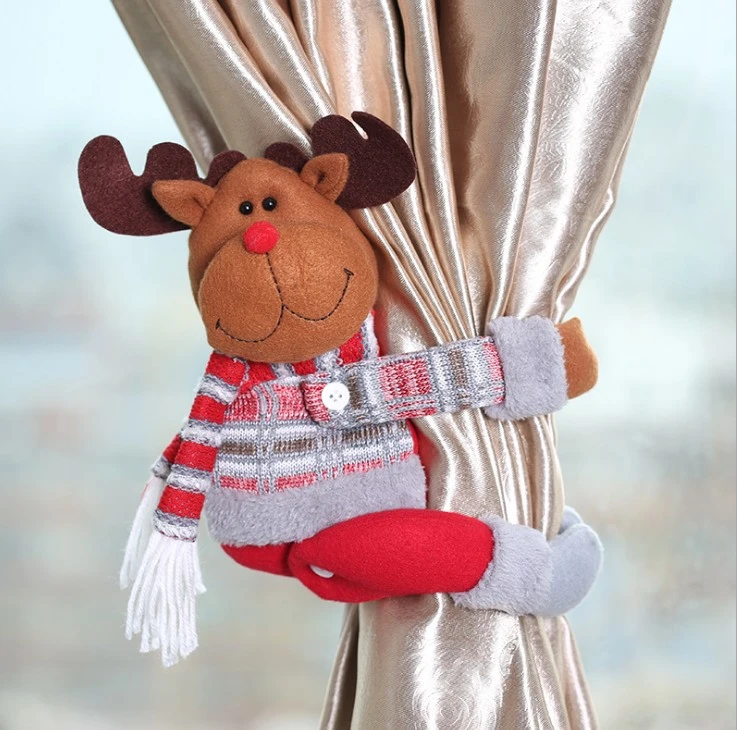 Christmas Cartoon Doll Curtain Buckle Window Decoration Christmas Gift Home Decors Deer