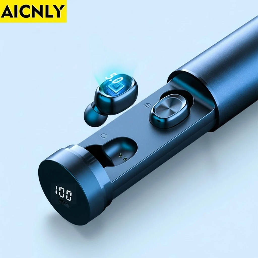 B9-TWS Wireless Headphones Bluetooth V5.0, 8D HIFI Sound Stereo Headphones with Noise Reduction
