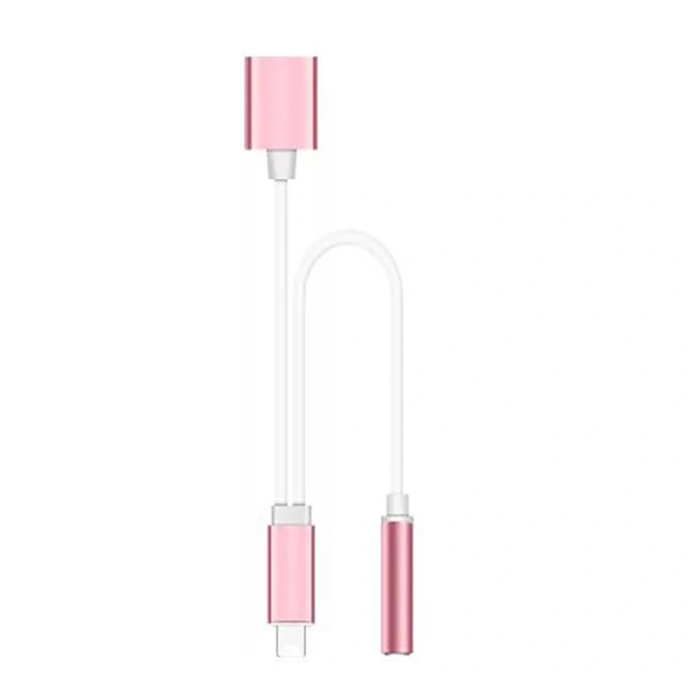 2 in 1 Lightning 3.5mm Jack Headphone Adapter Charger Cable for iPhone7 (  rose gold )