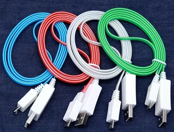 LED Charger Luminescent Visible Current Flow Smart Charger Sync Cable (Android pink)