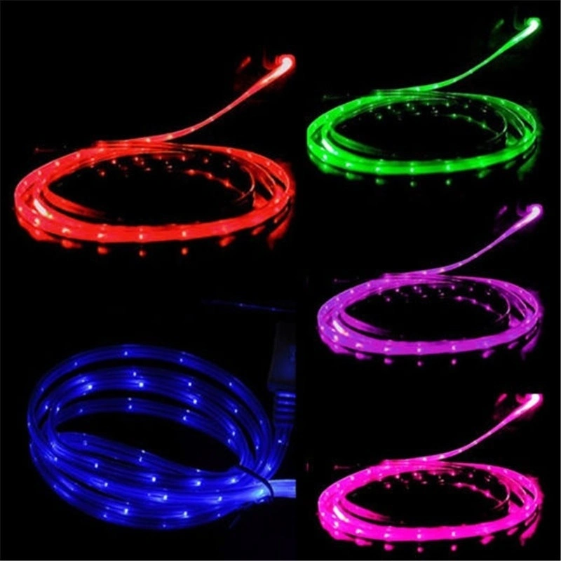 LED Charger Luminescent Visible Current Flow Smart Charger Sync Cable (Android pink)