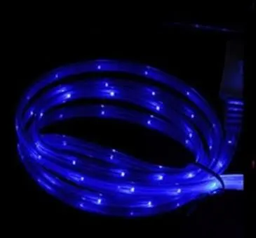 LED Charger Luminescent Visible Current Flow Smart Charger Sync Cable  （Android blue）
