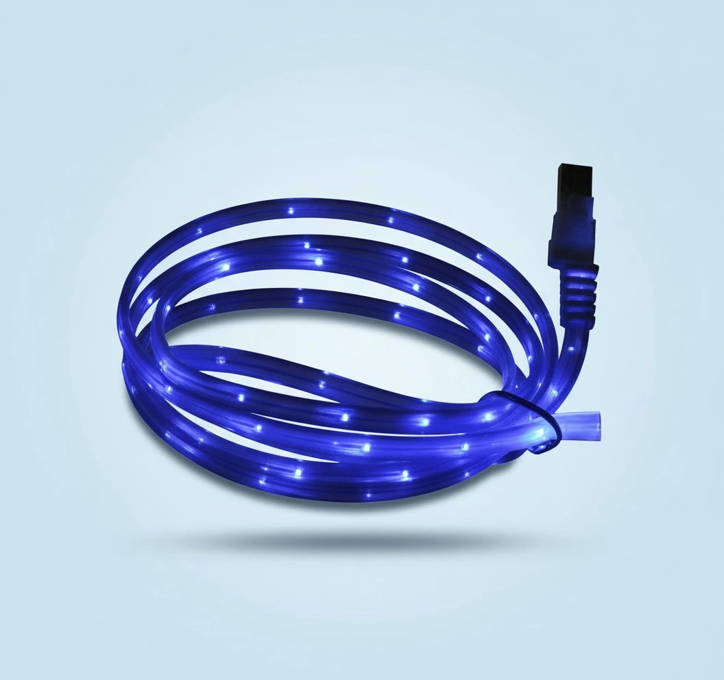 LED Charger Luminescent Visible Current Flow Smart Charger Sync Cable  （Android blue）