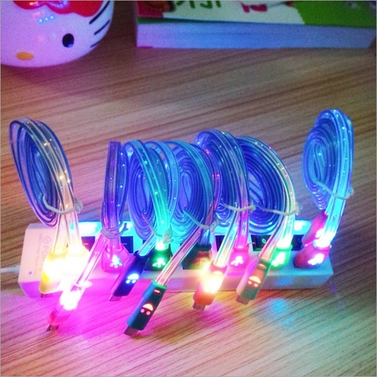 LED Charger Luminescent Visible Current Flow Smart Charger Sync Cable  （IPhone 5/6/7 purple）