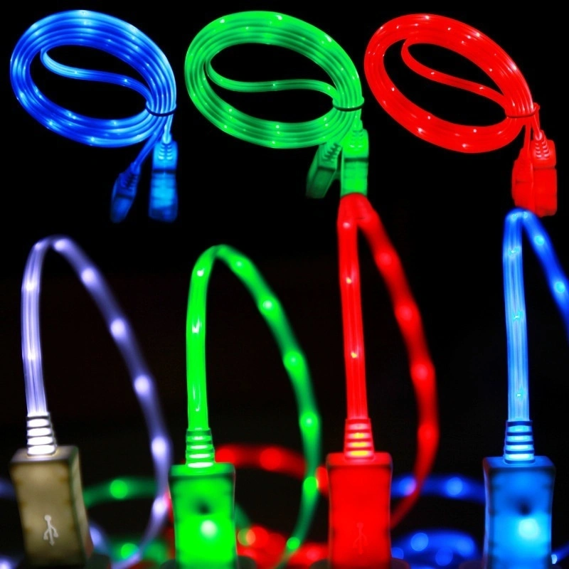 LED Charger Luminescent Visible Current Flow Smart Charger Sync Cable  （Android purple）
