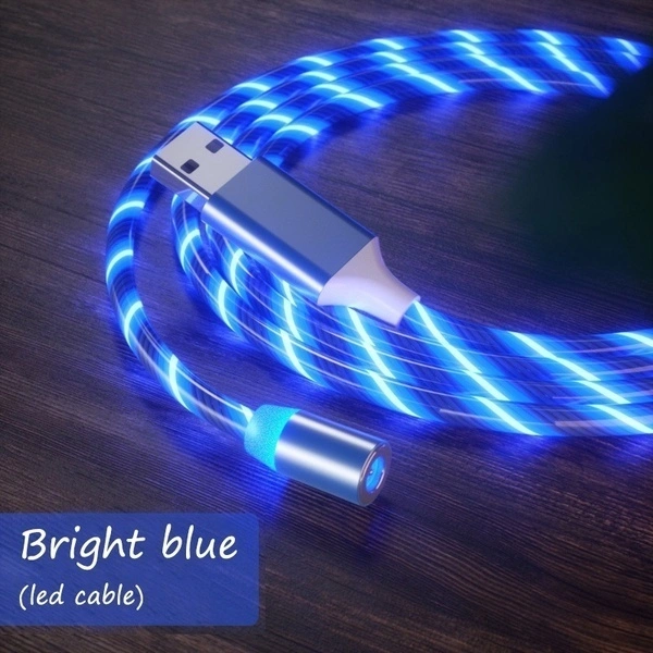 LED Colorful Streamer Magnetic USB Cable Fast Charging Data For Iphone TypeC Android Phone