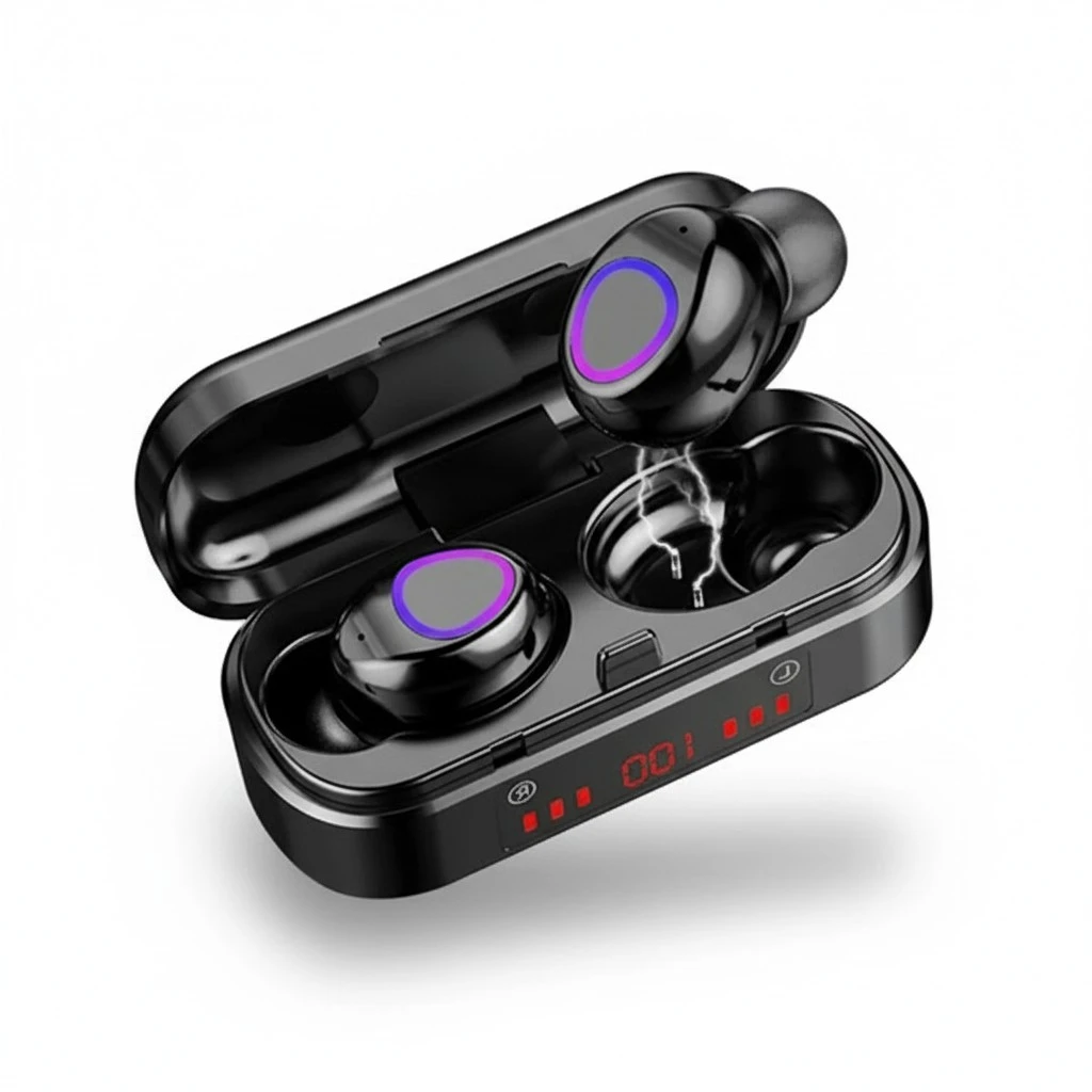 2020 New 9D HiFi Bluetooth 5.0 CVC8.0 Noise Reduction Stereo Wireless TWS Bluetooth Headset LED