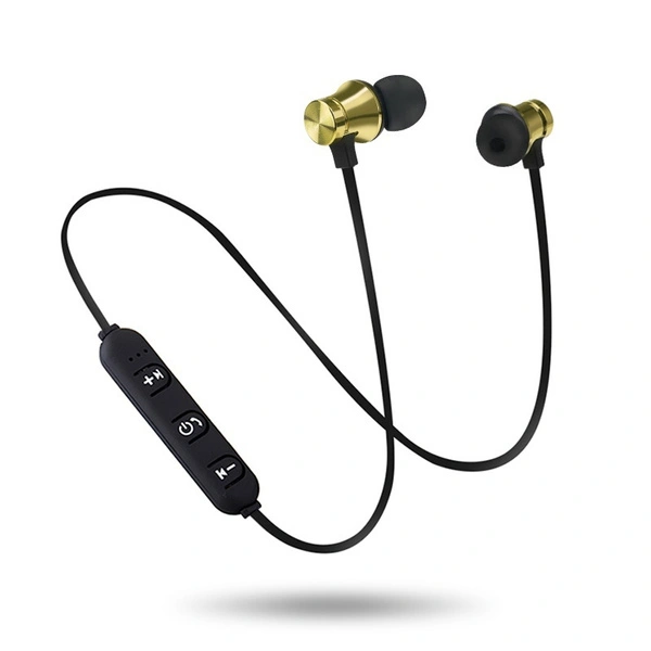 4 Color Magnetic Fitness Wireless Earphones Sports Bluetooth Headphones Stereo Bass (Gold)