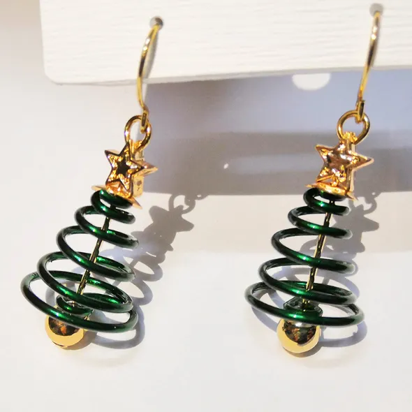 Christmas Dangle Stud Earrings Holiday Party Drop Xmas Tree Earrings Enamel Crystal Earring