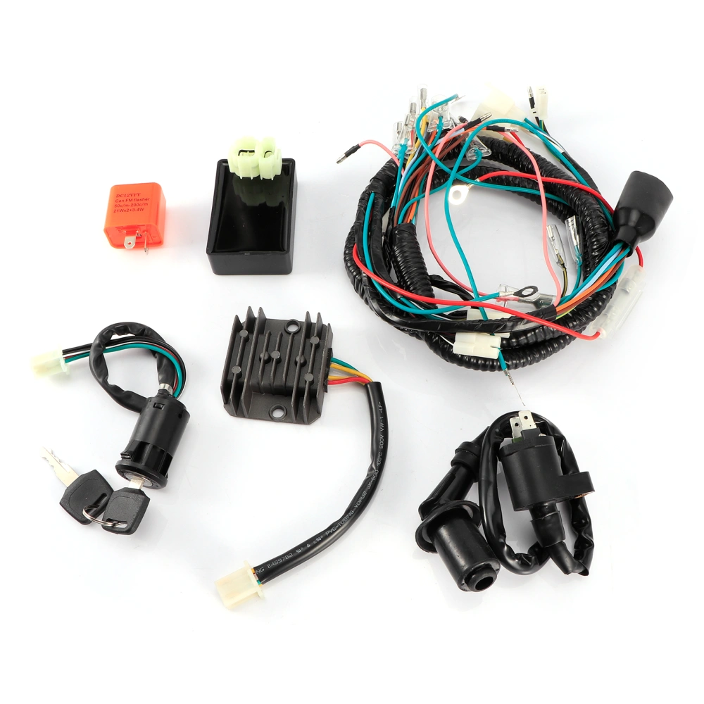 1 Set Electrical Wiring Harness Kit Buzzer Ignition Switch Keys Coil CDI Unit Fairing Fit for Honda CG125CC 150CC