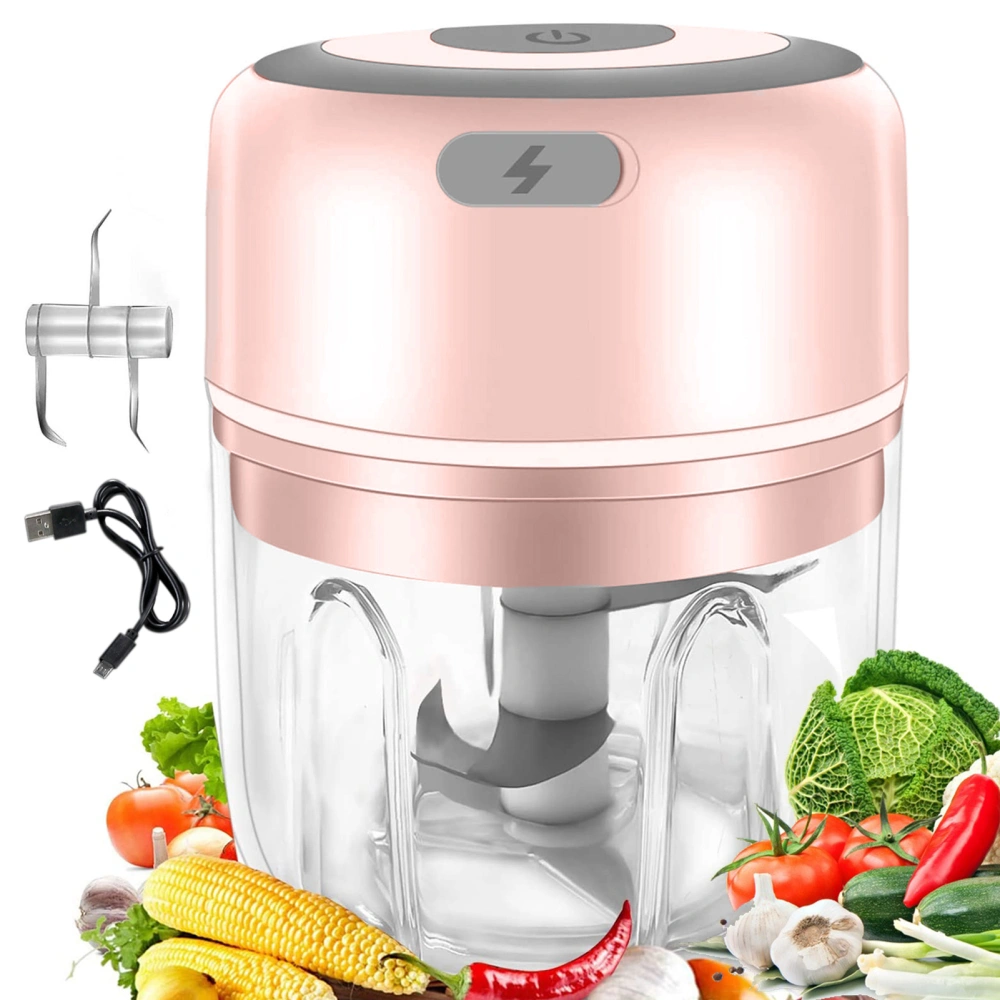 Electric Mini Food Chopper Small Food Processor Garlic Blender (Pink)