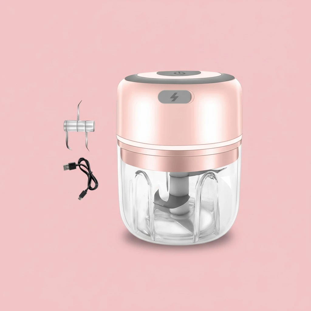 Electric Mini Food Chopper Small Food Processor Garlic Blender (Pink)