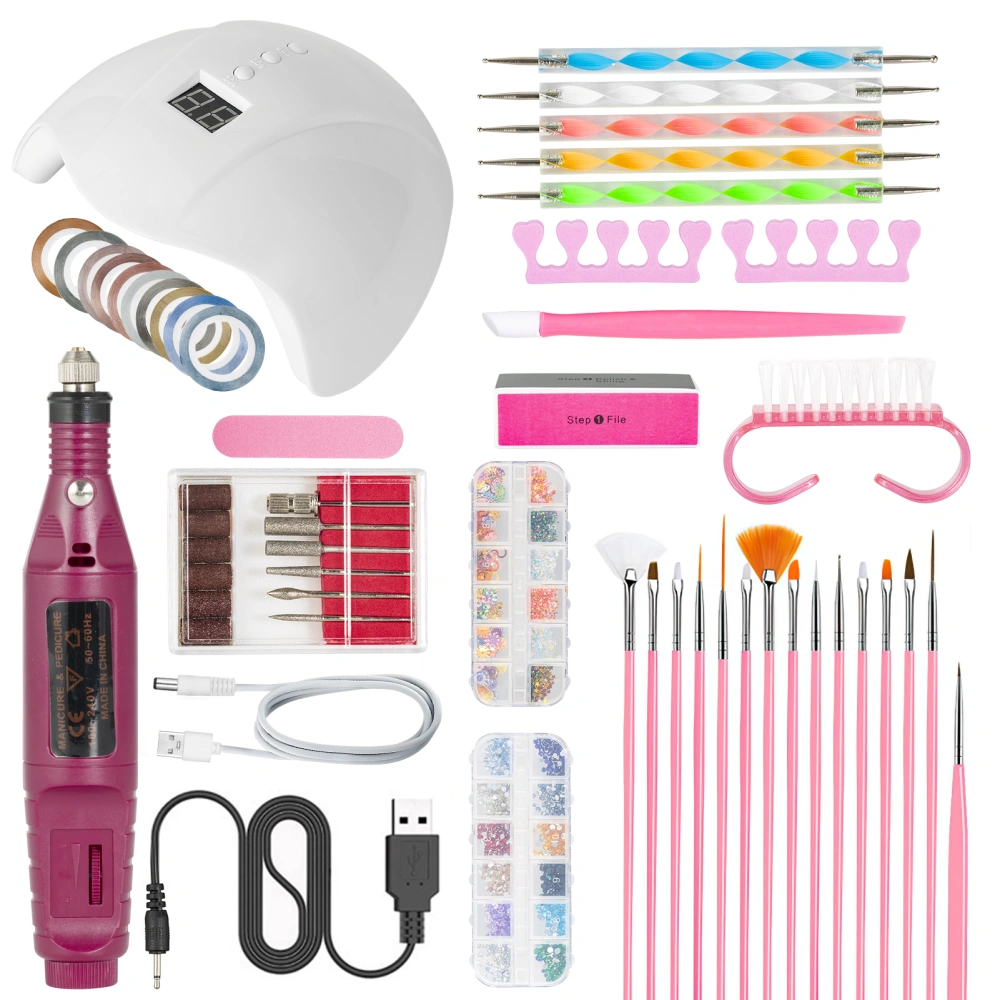 Smart Nail Lamp USB Nail Pen Nail Accessories Set Sets & Kits（white）