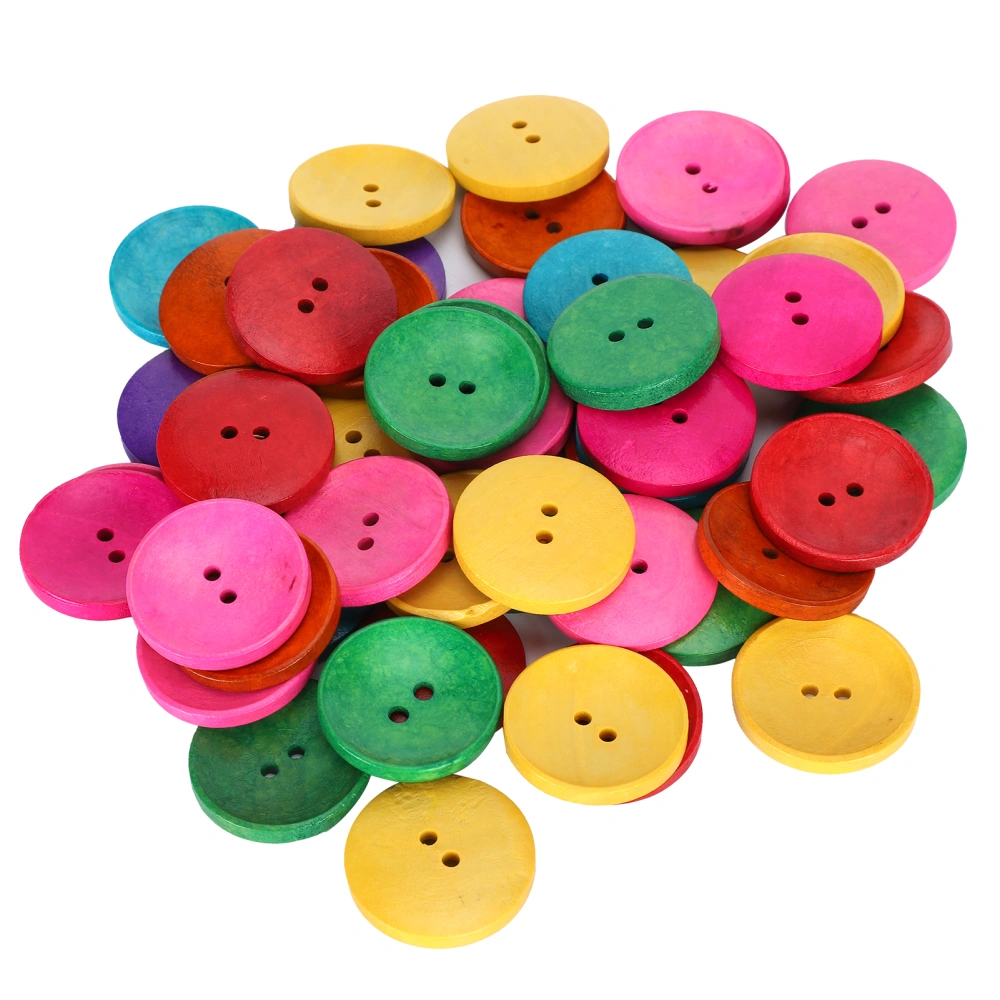 150Pcs Sewing Button Wooden Bowl Shape 2 Holes Multicolor DIY Clothing Crafts Supplies 30mm Dia