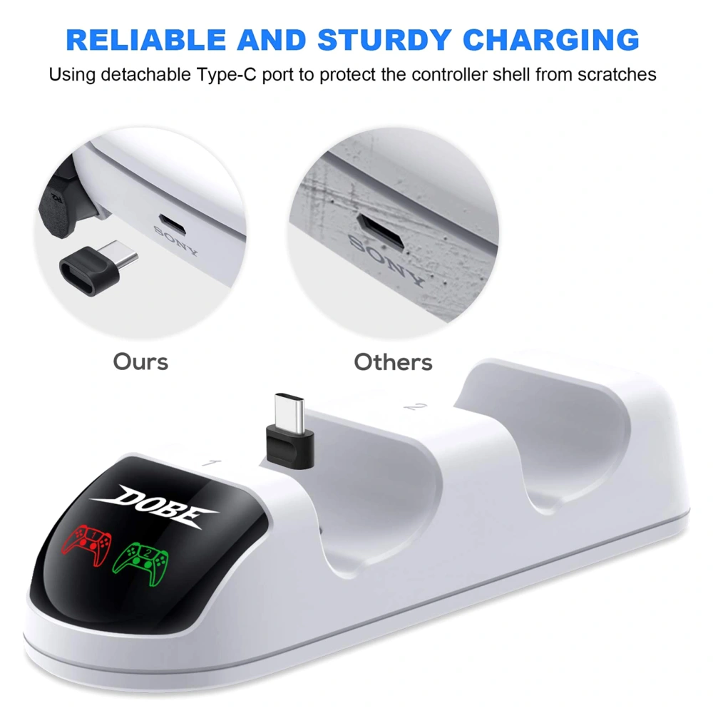 PS5 white handle dual charging with indicator wireless handle charging stand