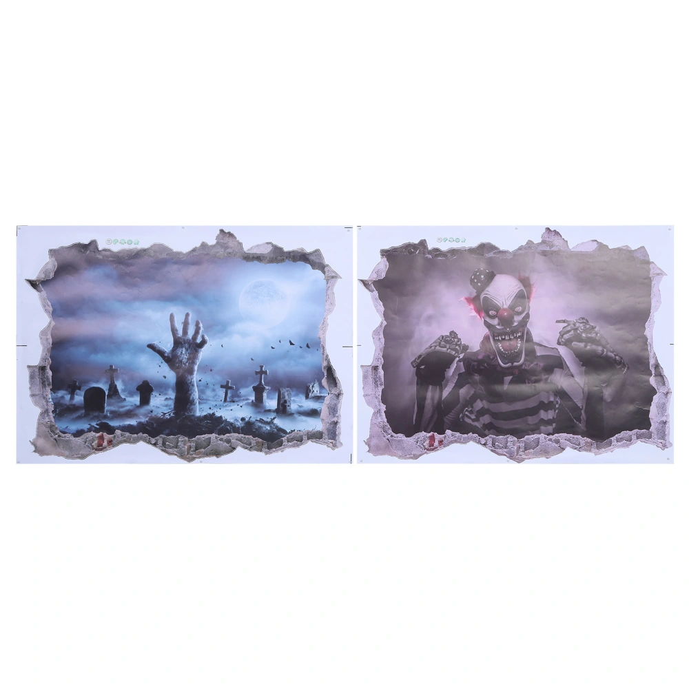 2PCS Halloween Zombie Self Adhesive Wall Stickers Removable Wall Decal Paper Art Home Decor