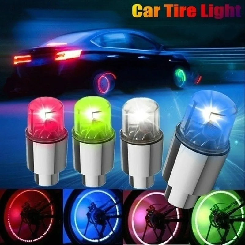 2pcs Bike Car Motorcycle Wheel Tire Tyre Valve Cap Flash LED Light Spoke Lamp-MULTICOLOR