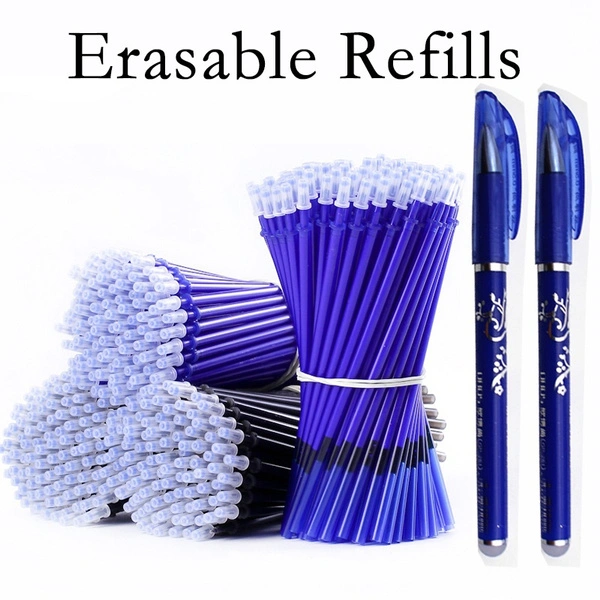 Gel Pen 0.5mm Erasable Writing Tool School Stationery Office (30*Black Refill Rod+2*Black Pen)