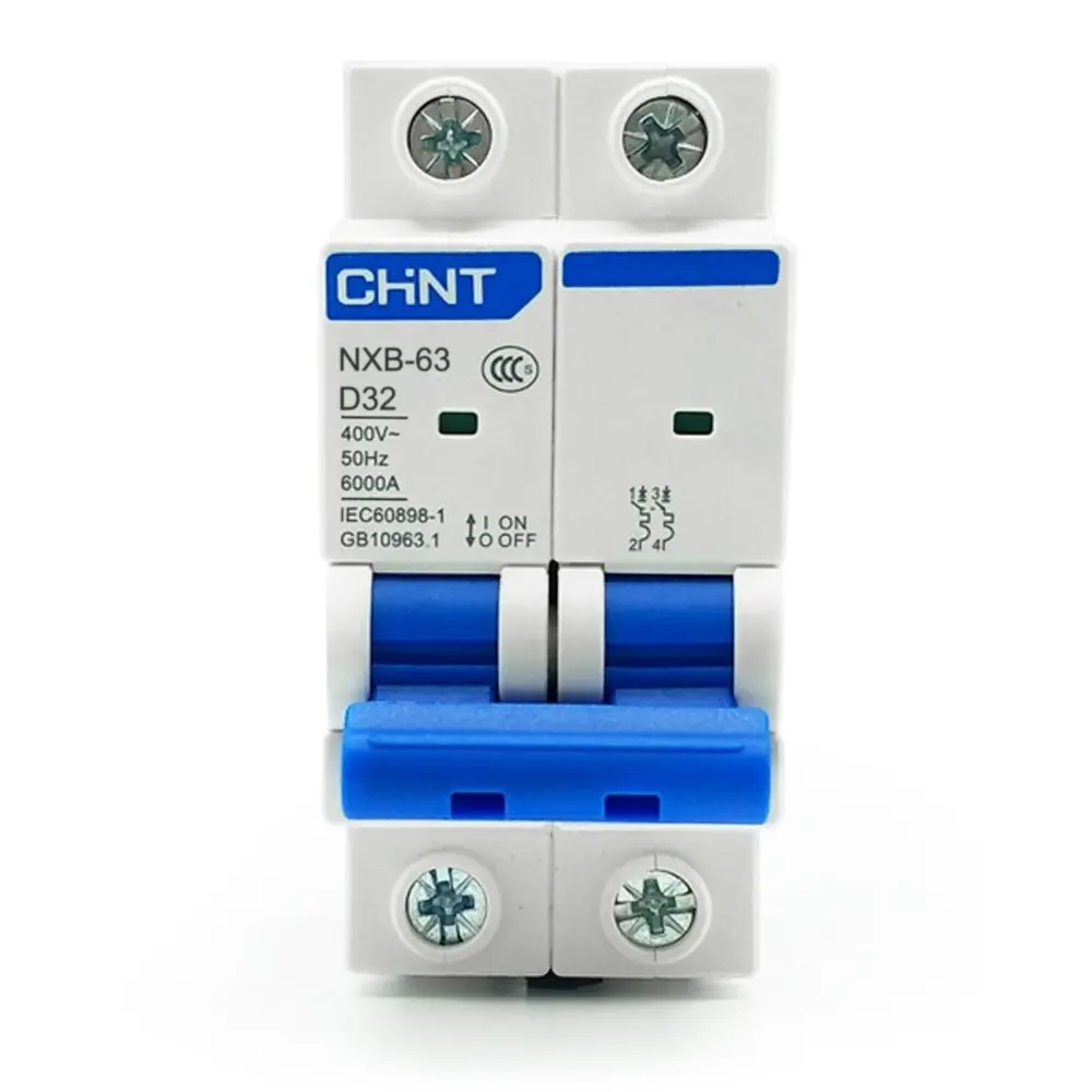 CHNT NXB-63 "D" Type 2P  6KA 400V 2A Air Switch MCB Miniature Circuit Breaker