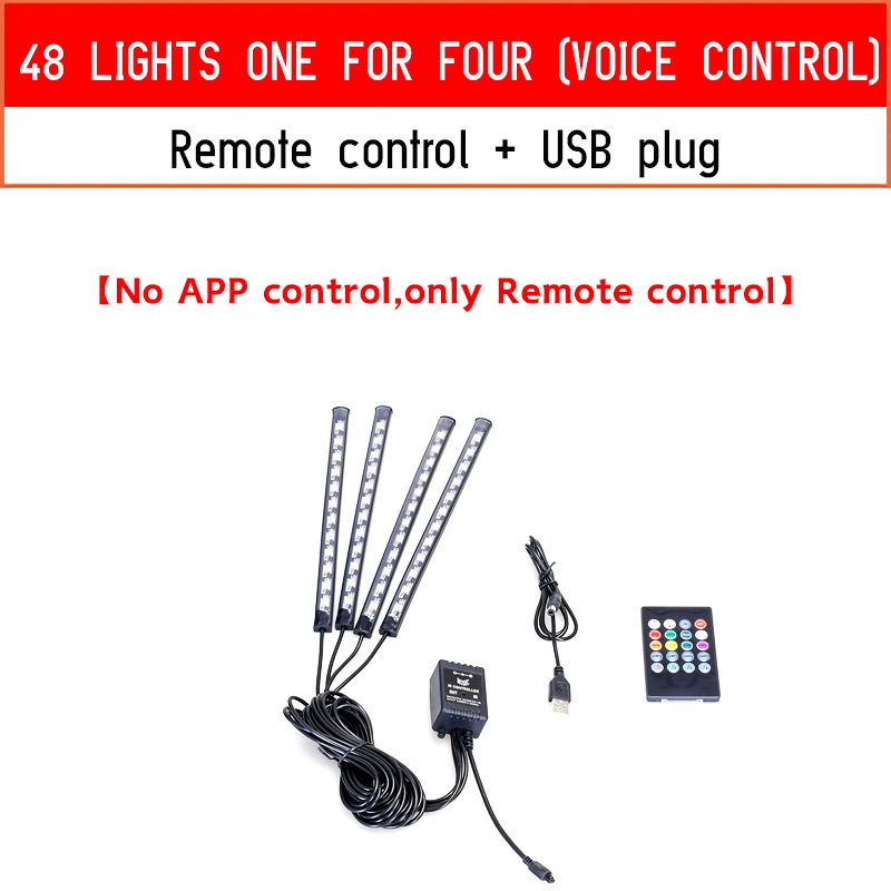 LED Car Decoration Colorful Sound Control Atmosphere Light (48LED USB Port)