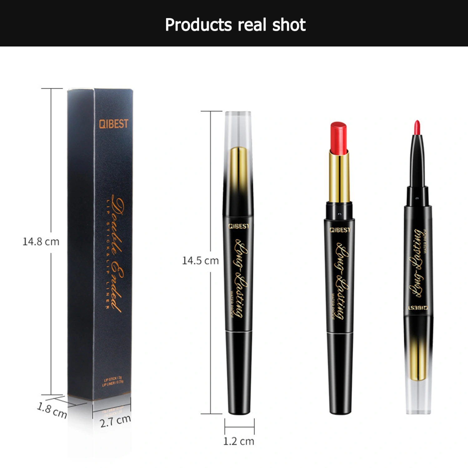 Double-head Lipstick Pen Moisturizing Matte Lipstick + Lip Liner Rotating Lip Liner L18074(03#)