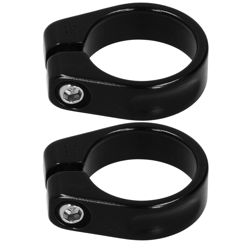 2Pcs 34.9MM Aluminum Alloy Mountain Bike Seat Tube Clip Road Bicycle Seatpost Clamp Black