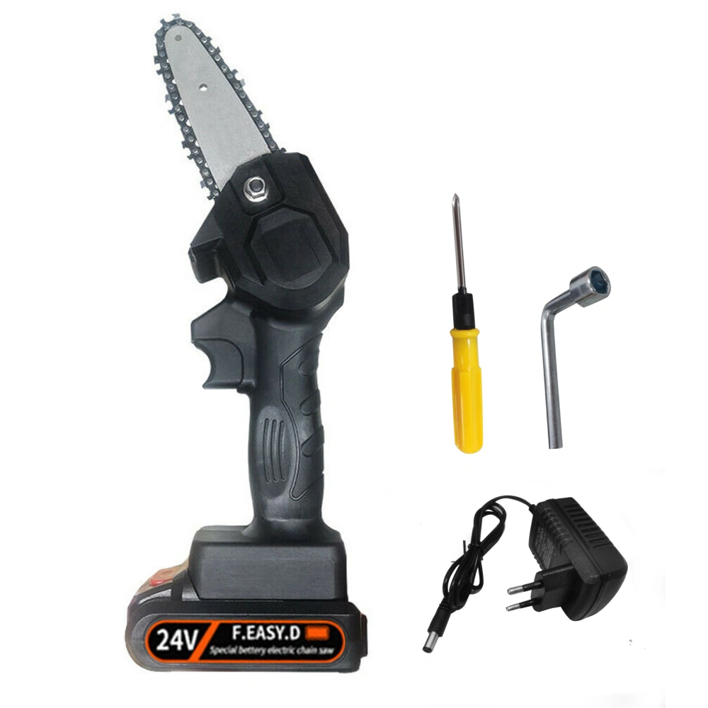 Rechargeable Electric Chain Saw Home Small Outdoor Handheld Chainsaw Black EU (with battery)