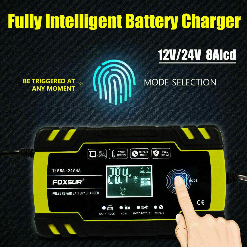 Motorcycle Car Battery Charger 12v 24v Truck Repair Type Charger EU