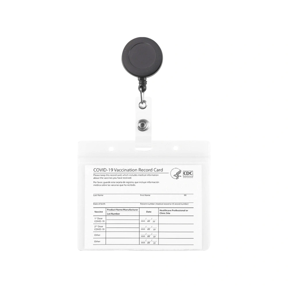 Retractable Vaccination Card Sleeve Immunization Record Badge ID Card Holder w/Cardboard (1pc)