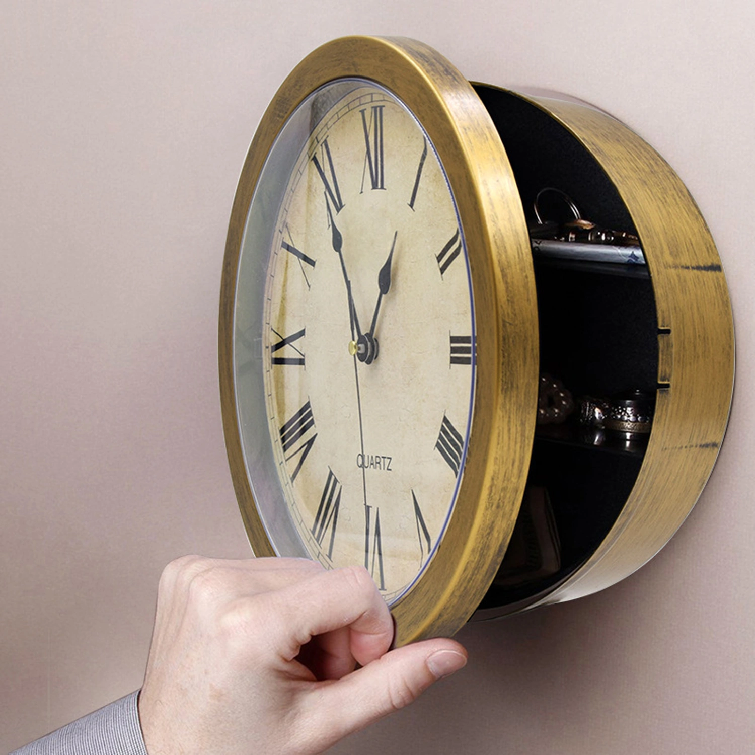 Vintage Wall Clock Safe Box Secret Storage Box Wall Clock Safe Money Jewelry Valuables Storage