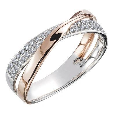 Ring 925 Sterling Cross Rose Gold Ring Diamond Ring (Silver No. 7)