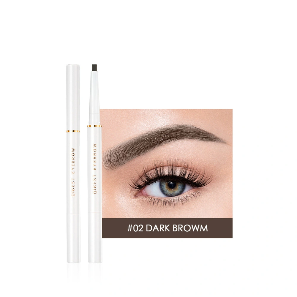 Double-Headed Eyebrow Pencil Long Lasting Natural Waterproof Eye Brow Pen (2# Dark Brown)